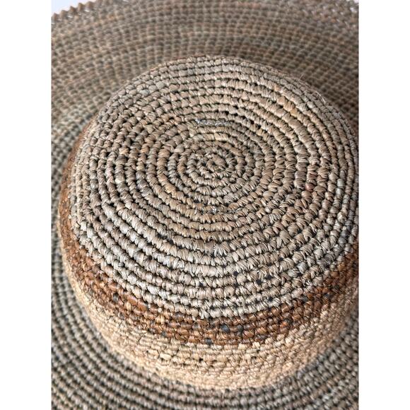 Wide Brim Sun Hat Handmade 100% Raffia Floppy Brim Beach Boho Neutral Vacation - Picture 3 of 9